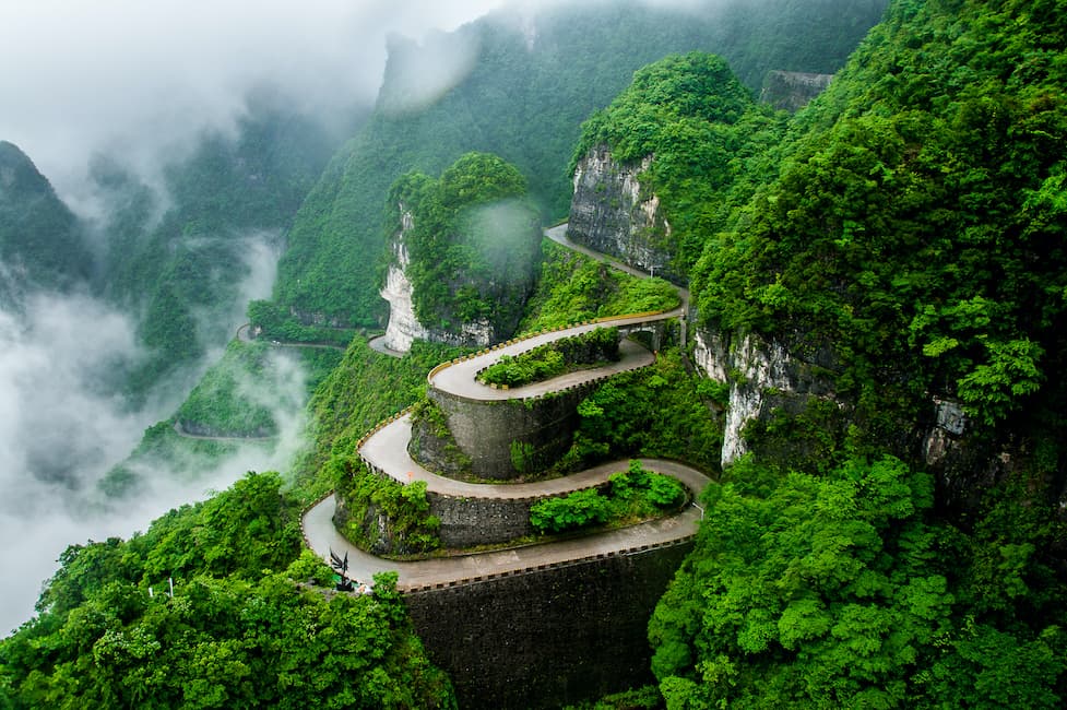 Road winding up cliff